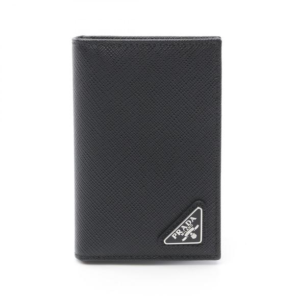 PRADA SAFFIANO TRIANG Card Case Accessories Leather Black - Picture 1 of 4